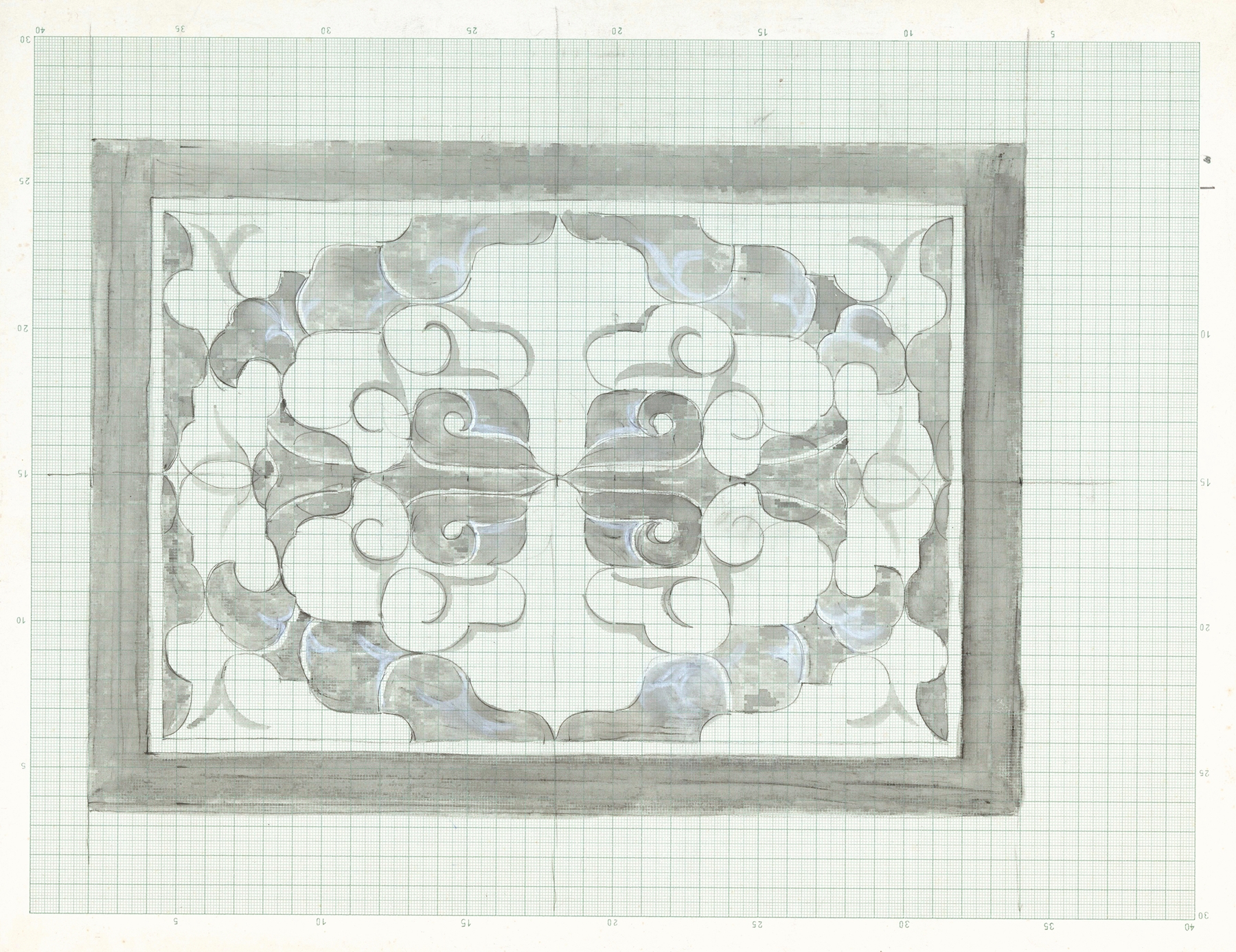 Decoratieontwerp in grijs en wit by Carel Adolph Lion Cachet