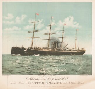 Departure of the California first regiment U.S.V. on the steam ship City of Peking for the Philippines Island by Britton & Rey