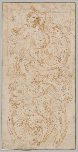 Design for a Frieze with a Putto and Acanthus Leaves by Giulio Romano