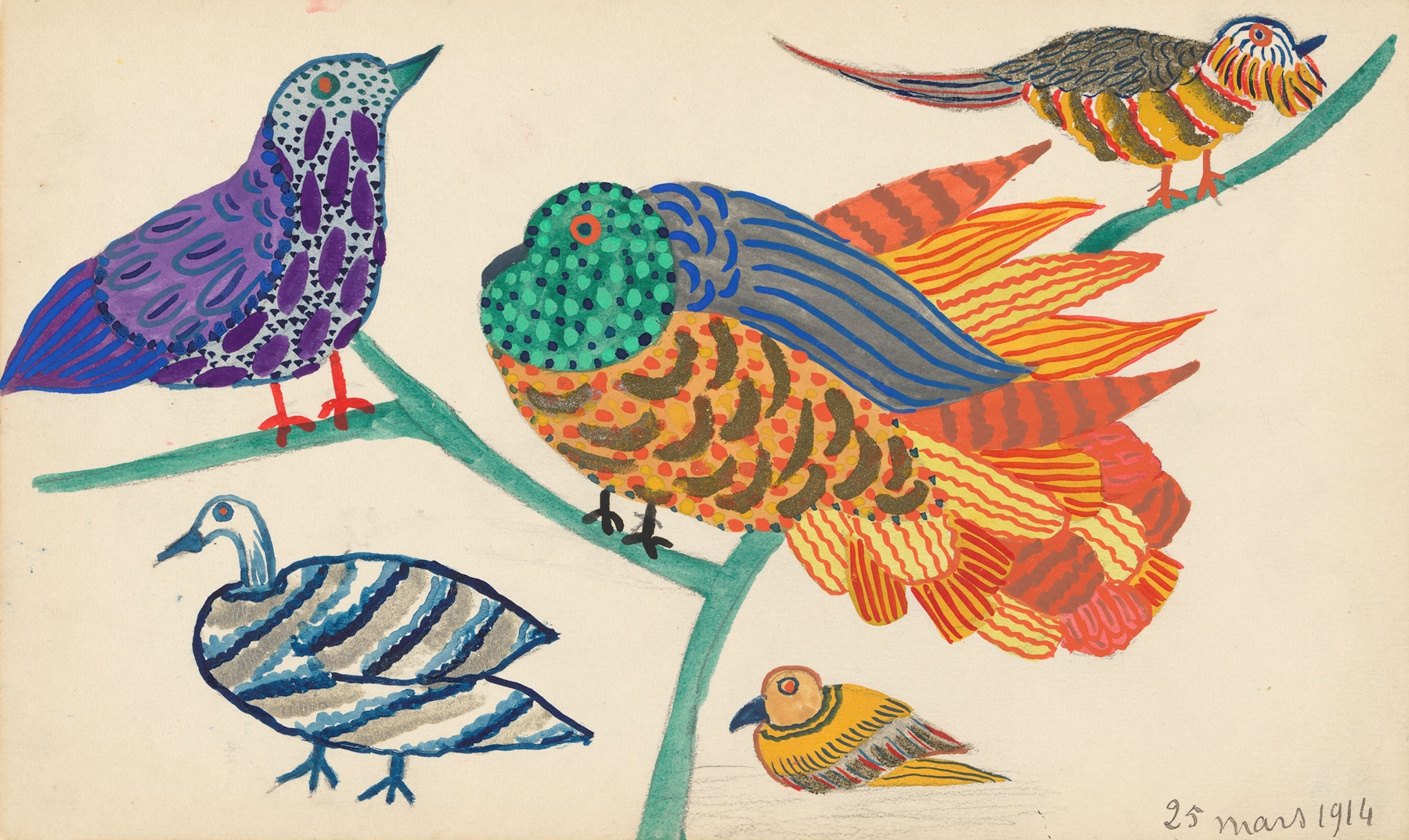 Design for embroidery of birds by Atelier Martine