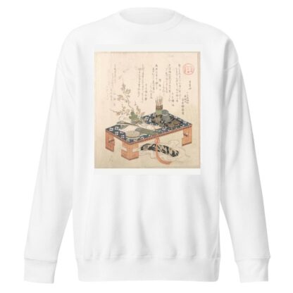 Desk with Writing Set and Plum Flowers by Kubo Shunman Sweatshirt