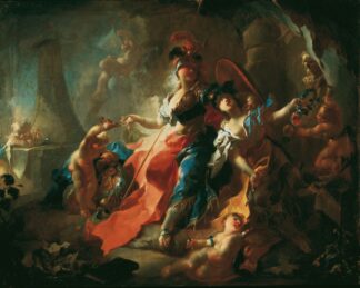 Die Akademie mit ihren Attributen zu Füßen Minervas by Franz Anton Maulbertsch