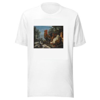 Ducks, Guinea Pigs And A Rabbit In A Wooded Landscape Beside A Lake by David de Coninck T-Shirt