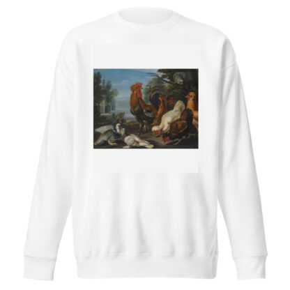 Ducks, Guinea Pigs And A Rabbit In A Wooded Landscape Beside A Lake by David de Coninck Sweatshirt