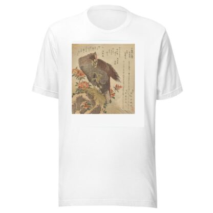 Eagle with an upraised claw on a rock by an azalea bush by Kubo Shunman T-Shirt