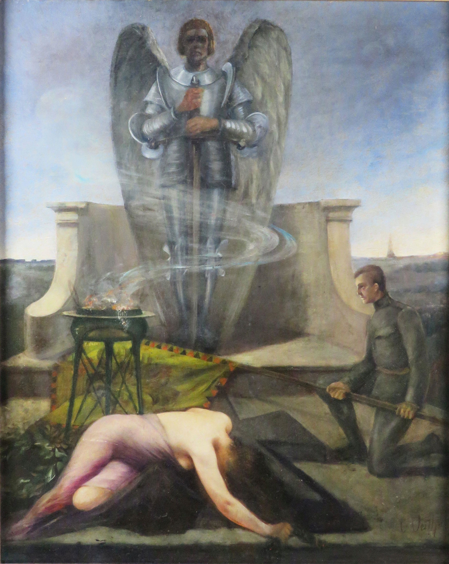Ehrung an einem Heldendenkmal by Eduard Veith
