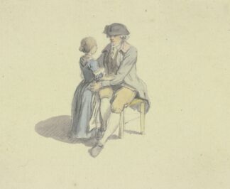 Ein Mann auf einem Stuhl sitzend in Unterhaltung mit einem Mädchen by Johann Ludwig Aberli