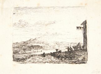 En vogn foran et gæstgiveri by Karel Dujardin