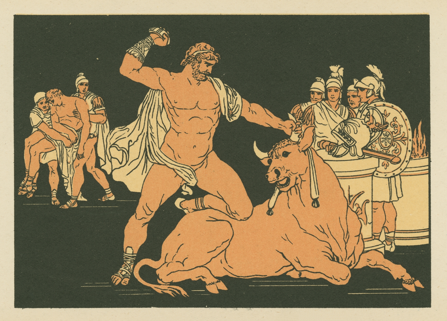 Entellus killing the bull by Bartolomeo Pinelli