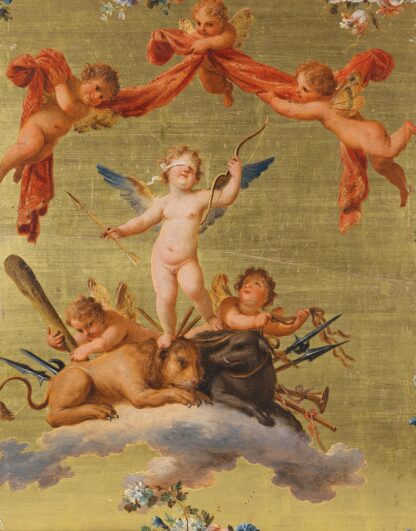 Eros defeats war, strength and ferocity by Fedele Fischetti