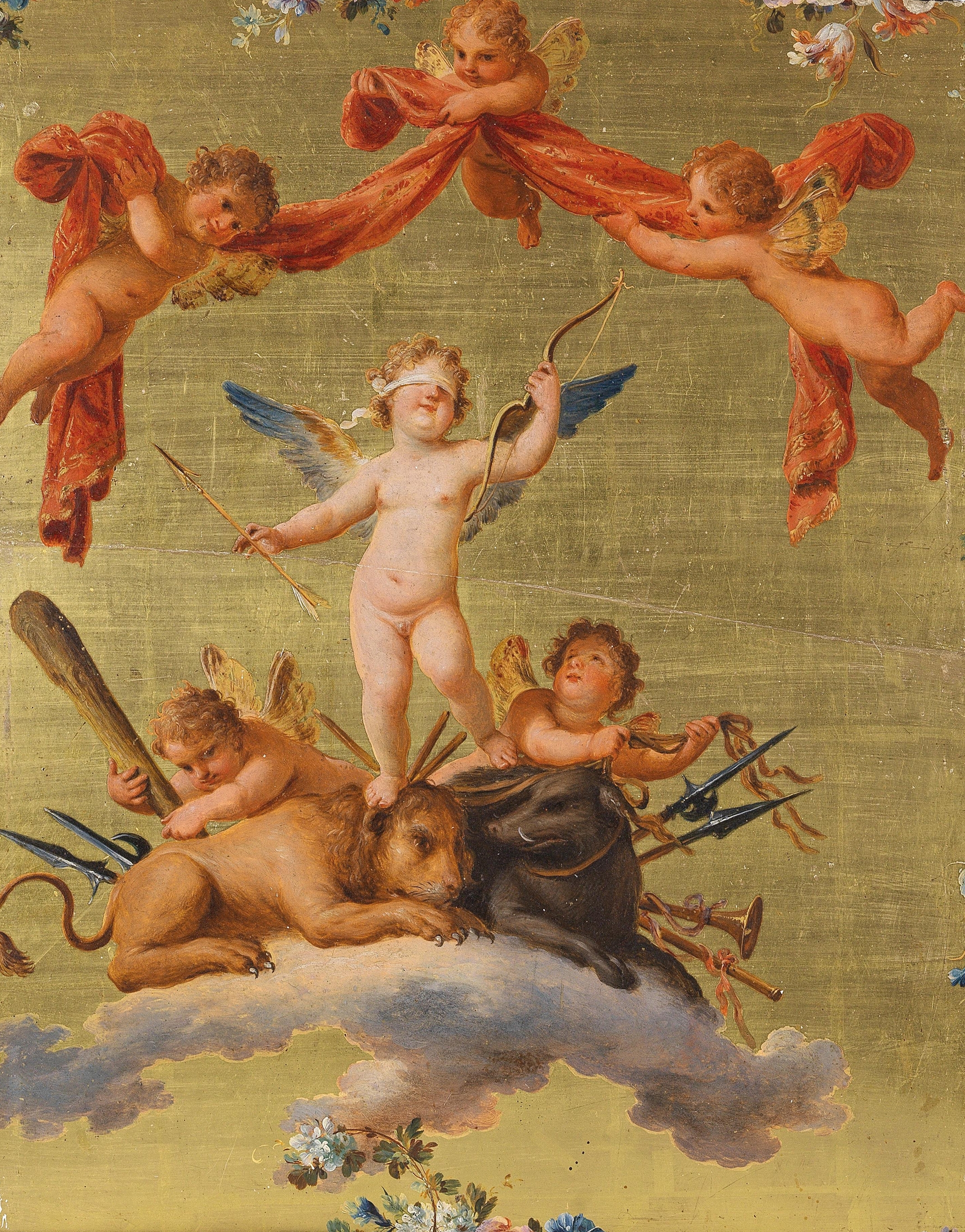 Eros defeats war, strength and ferocity by Fedele Fischetti