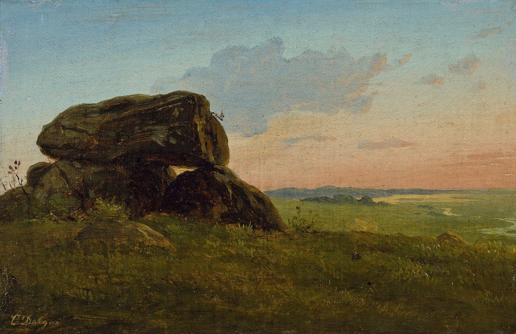 Evening landscape with a dolmen. Study by Carlo Dalgas