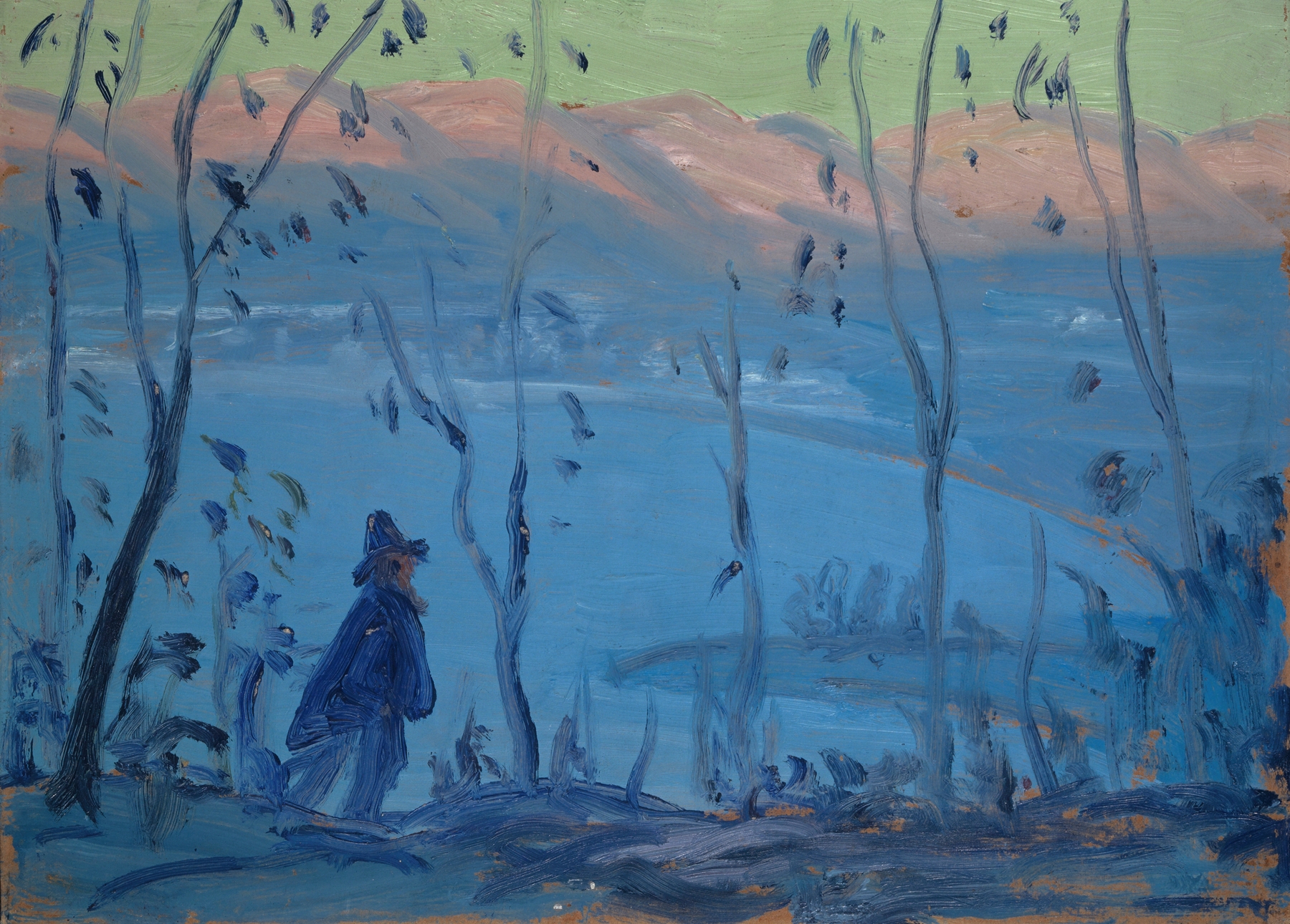 Evening Walk Above a Southern Lake by Ernst Schiess
