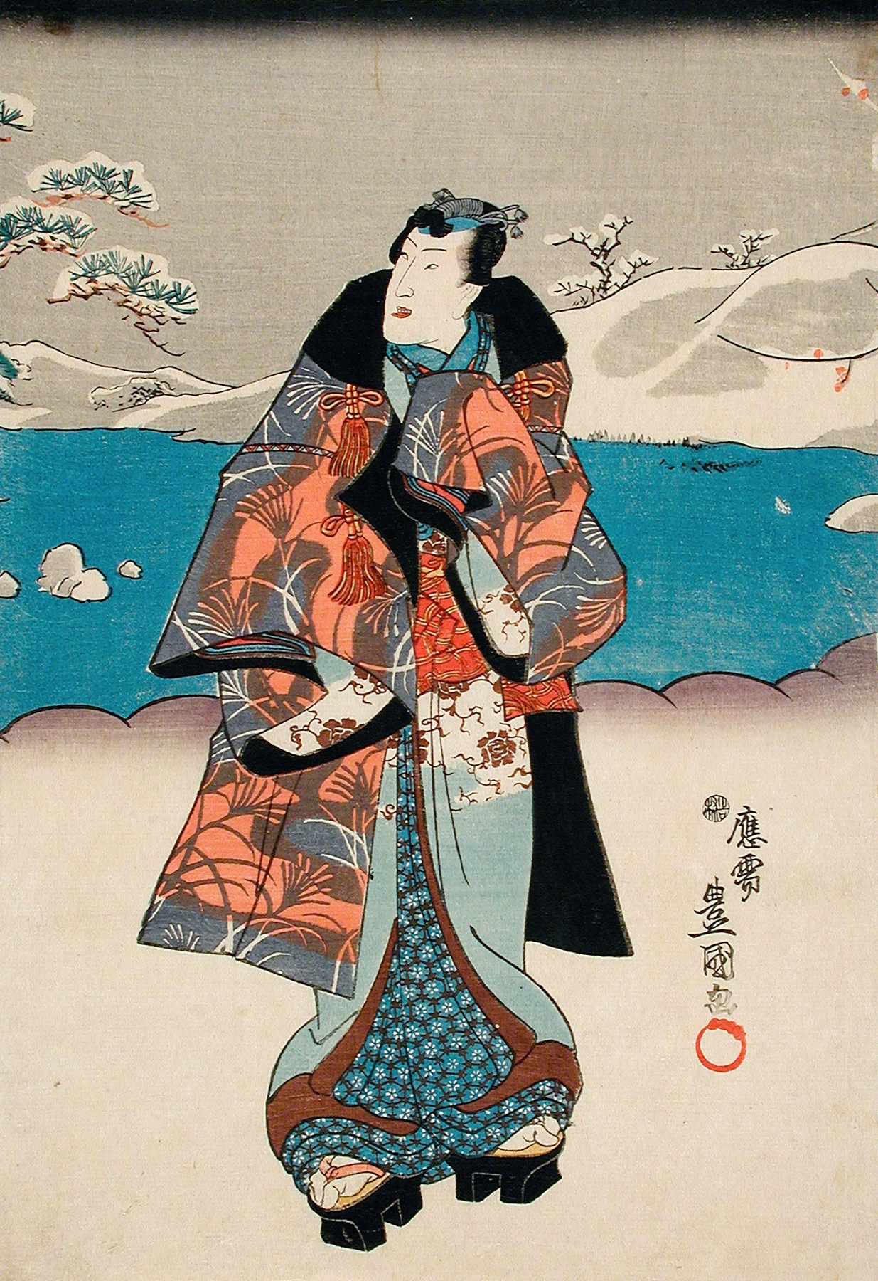 Fashionable Man Viewing the Snow by Utagawa Kunisada (Toyokuni III)