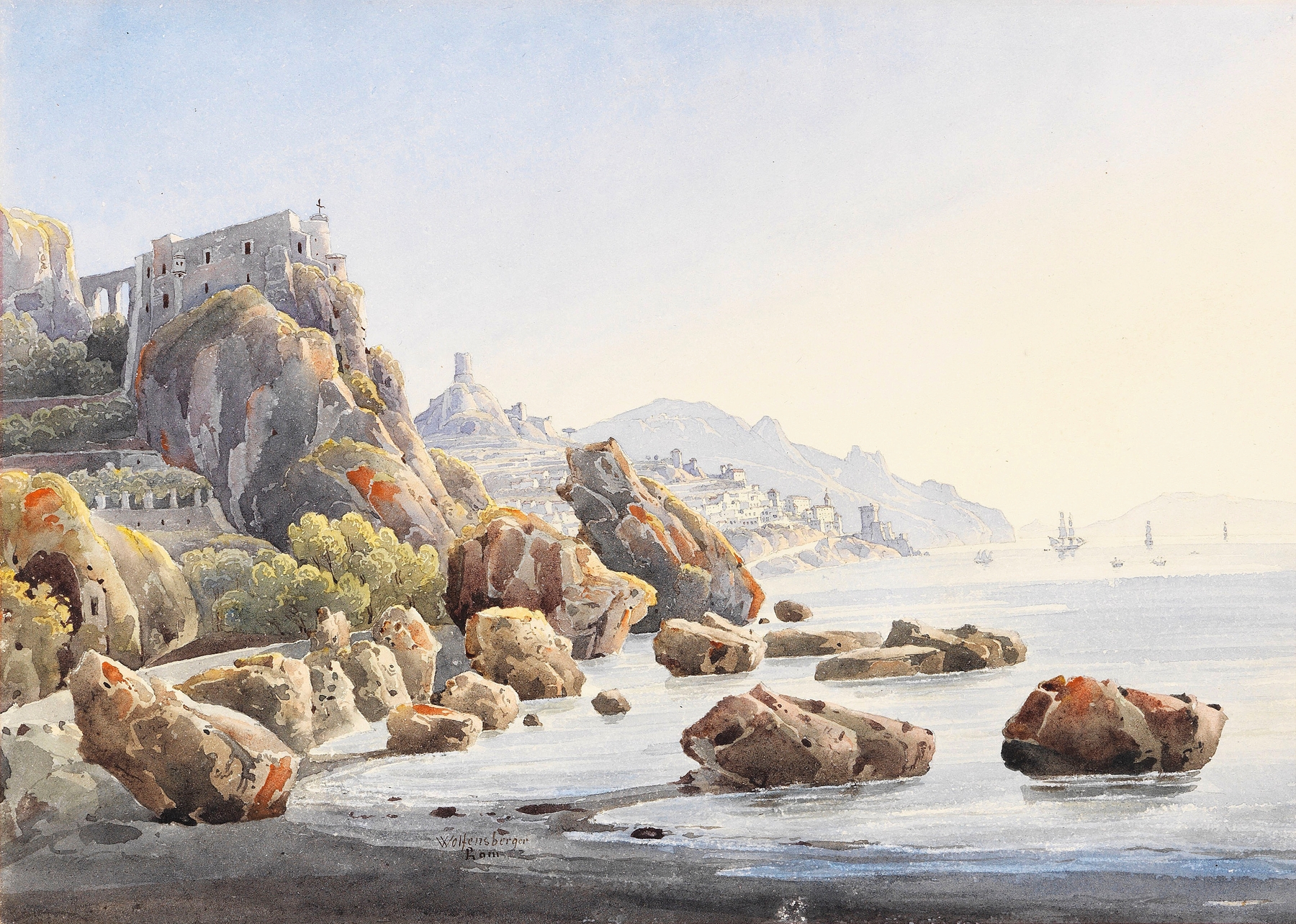 Felsenküste bei Amalfi by Johann Jakob Wolfensberger