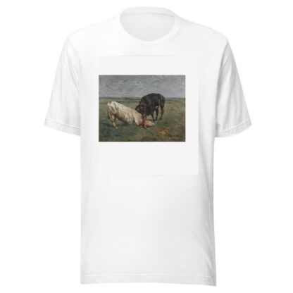 Fight between two young bulls by Alfred Verwee T-Shirt