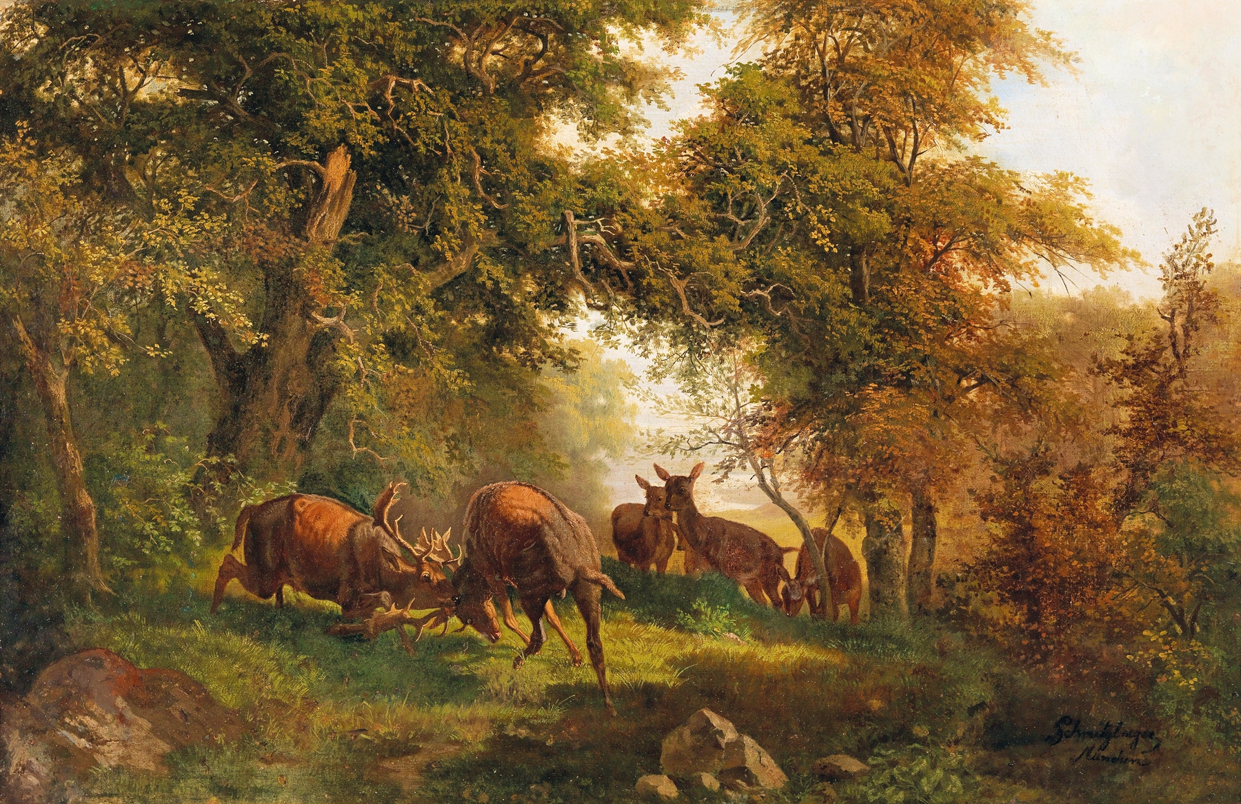 Fighting Stags by Josef Schmitzberger