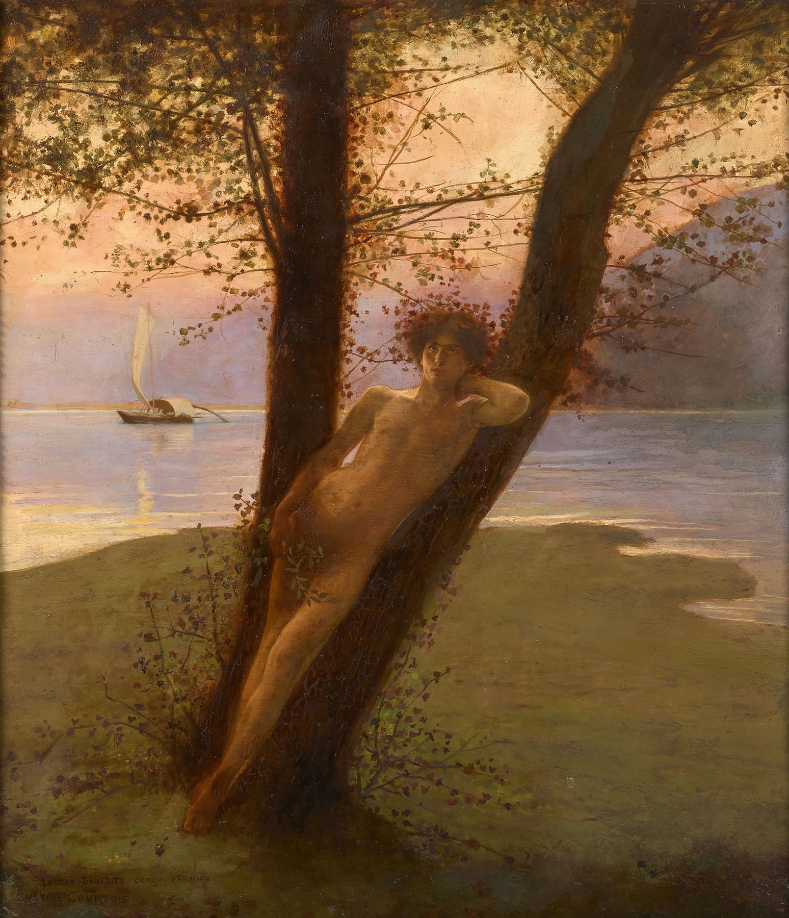 Figure mythologique sur une île by Gustave-Claude-Etienne Courtois