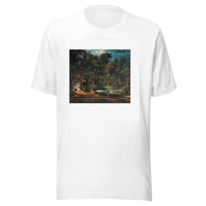 Figures by an encampment in a nocturnal landscape by Giovanni Battista Innocenzo Colombo T-Shirt
