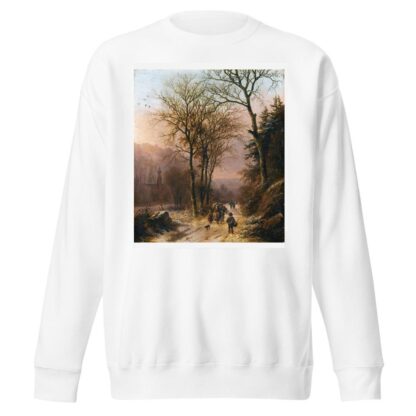 Figures on a winter road by Barend Cornelis Koekkoek Sweatshirt
