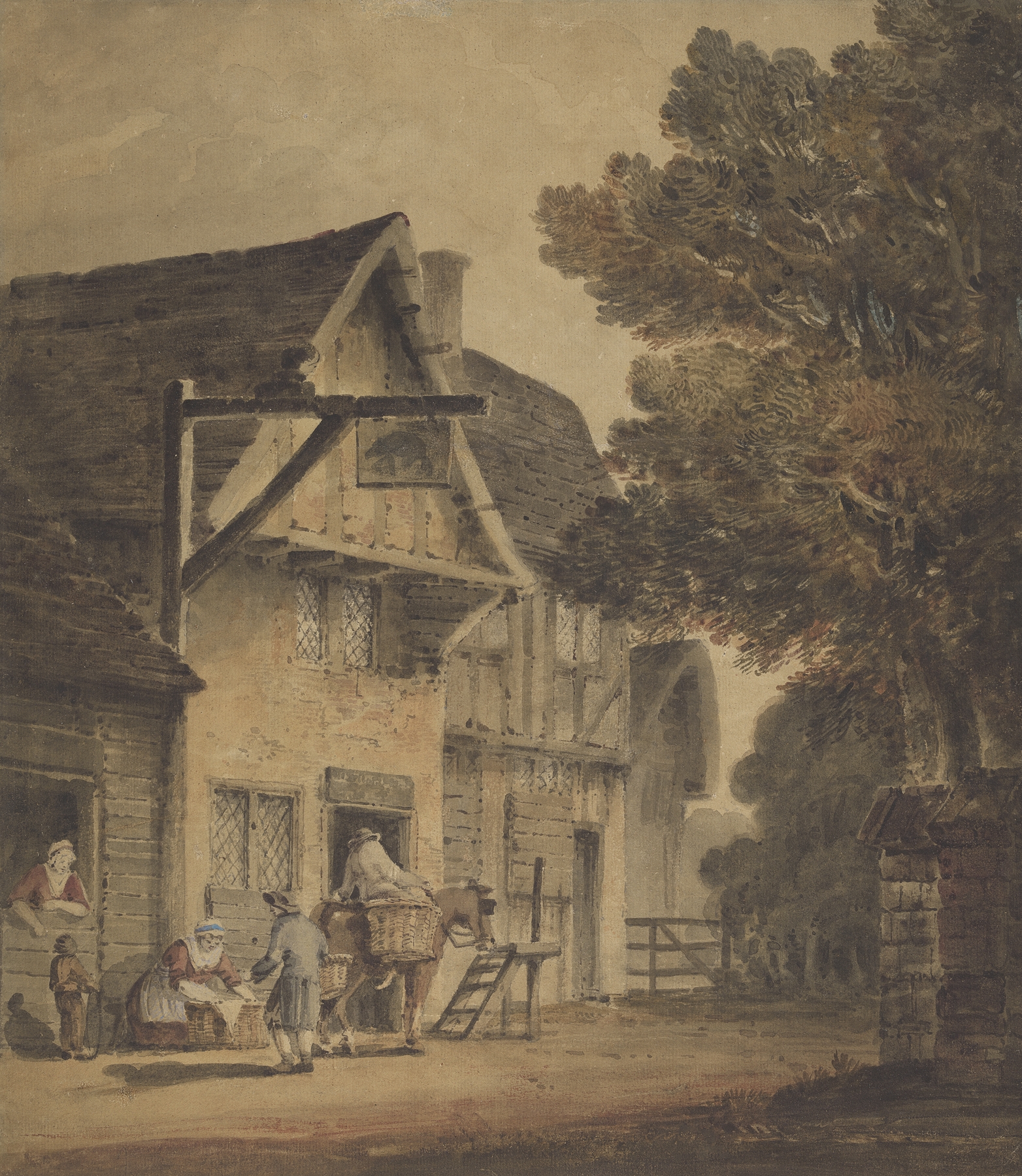 Figures Outside the Boar Inn by Robert Dixon