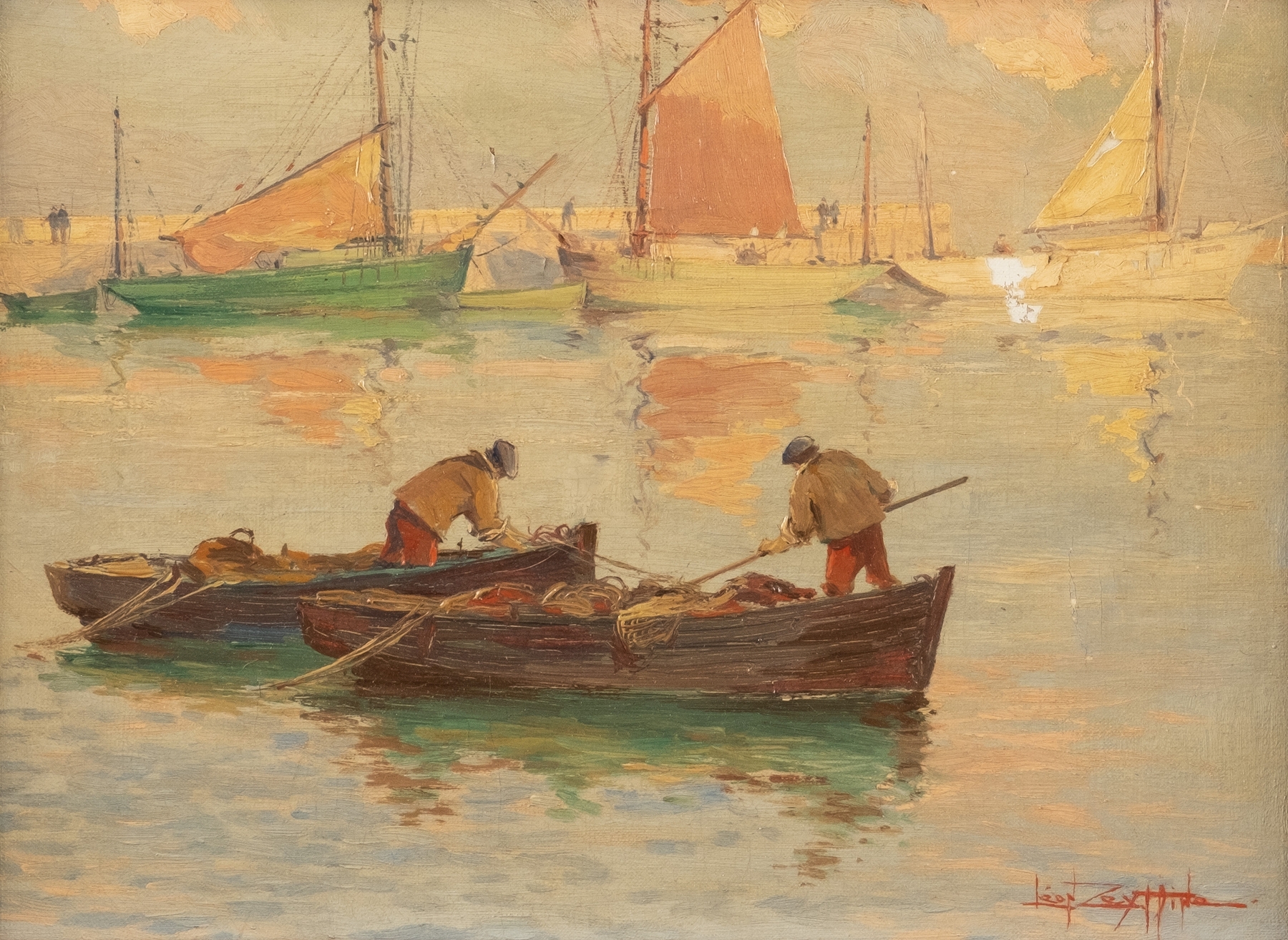 Fishermen on the Loire near Nante by Léon Zeytline