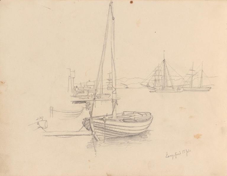 Fra Langesund havn by Hans Gude