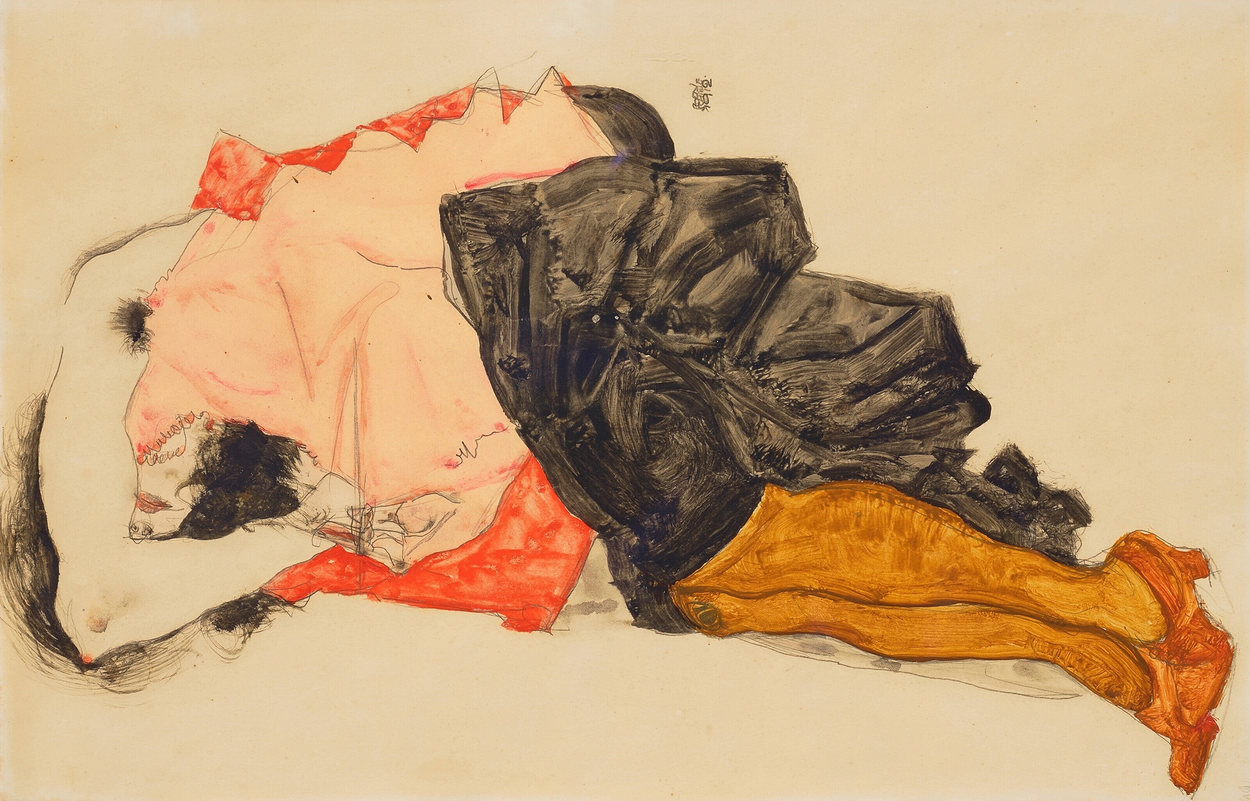 Frau, das Gesicht verbergend by Egon Schiele