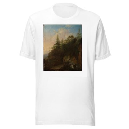 Gebirgslandschaft mit Wasserfall und hölzerner Brücke by Christian Wilhelm Ernst Dietrich T-Shirt