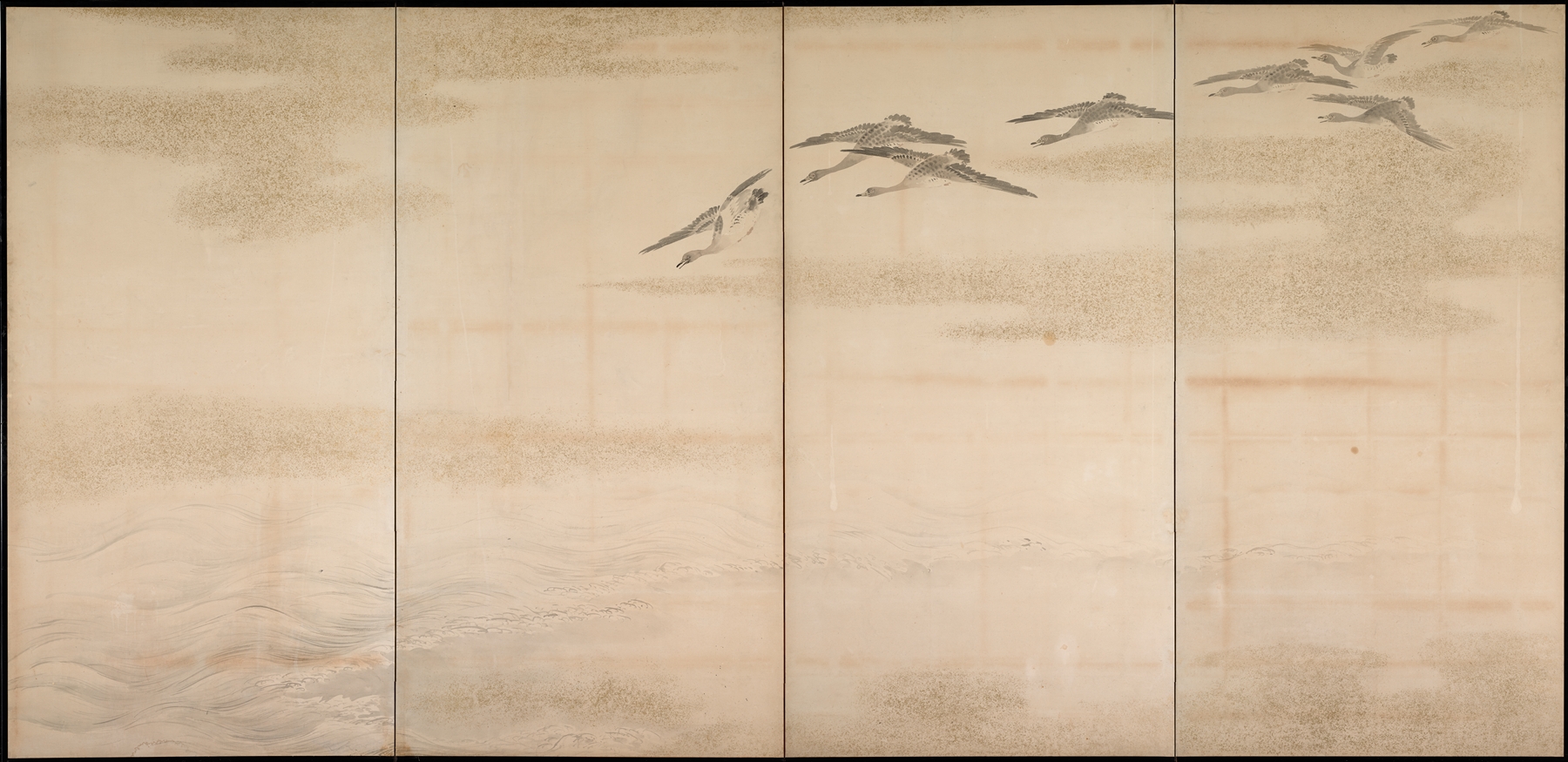 Geese, Reeds, and Water by Yamamoto Baiitsu