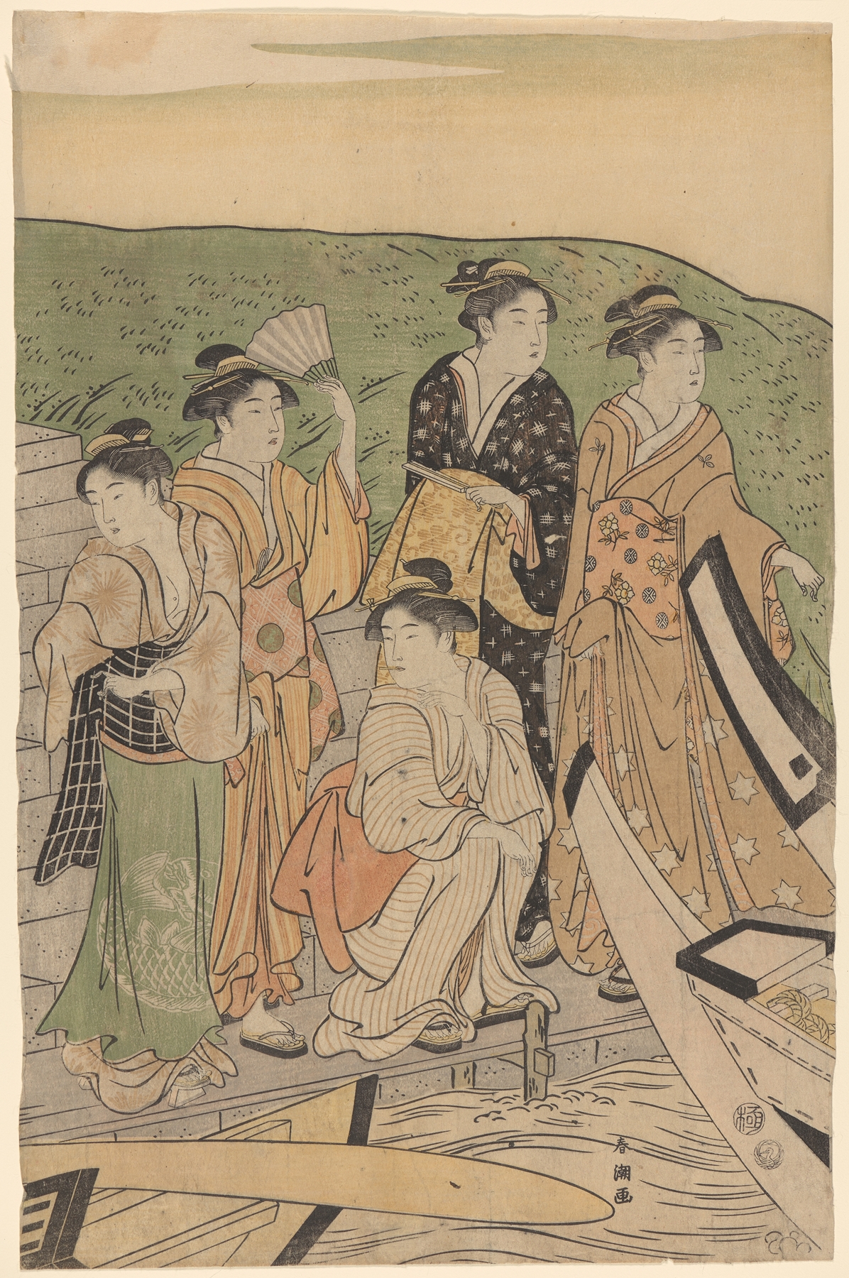 Geisha at the Ferry by Katsukawa Shunchō