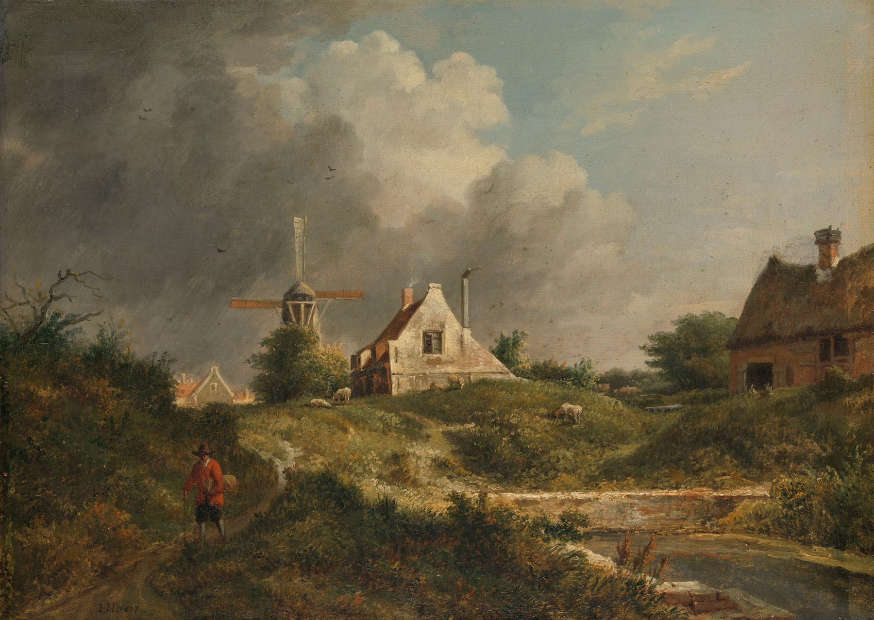 Gezicht aan de vervallen wal te Amsterdam aan de stadszijde tussen de Muiderpoort en de Weesperpoort by Jan Hulswit