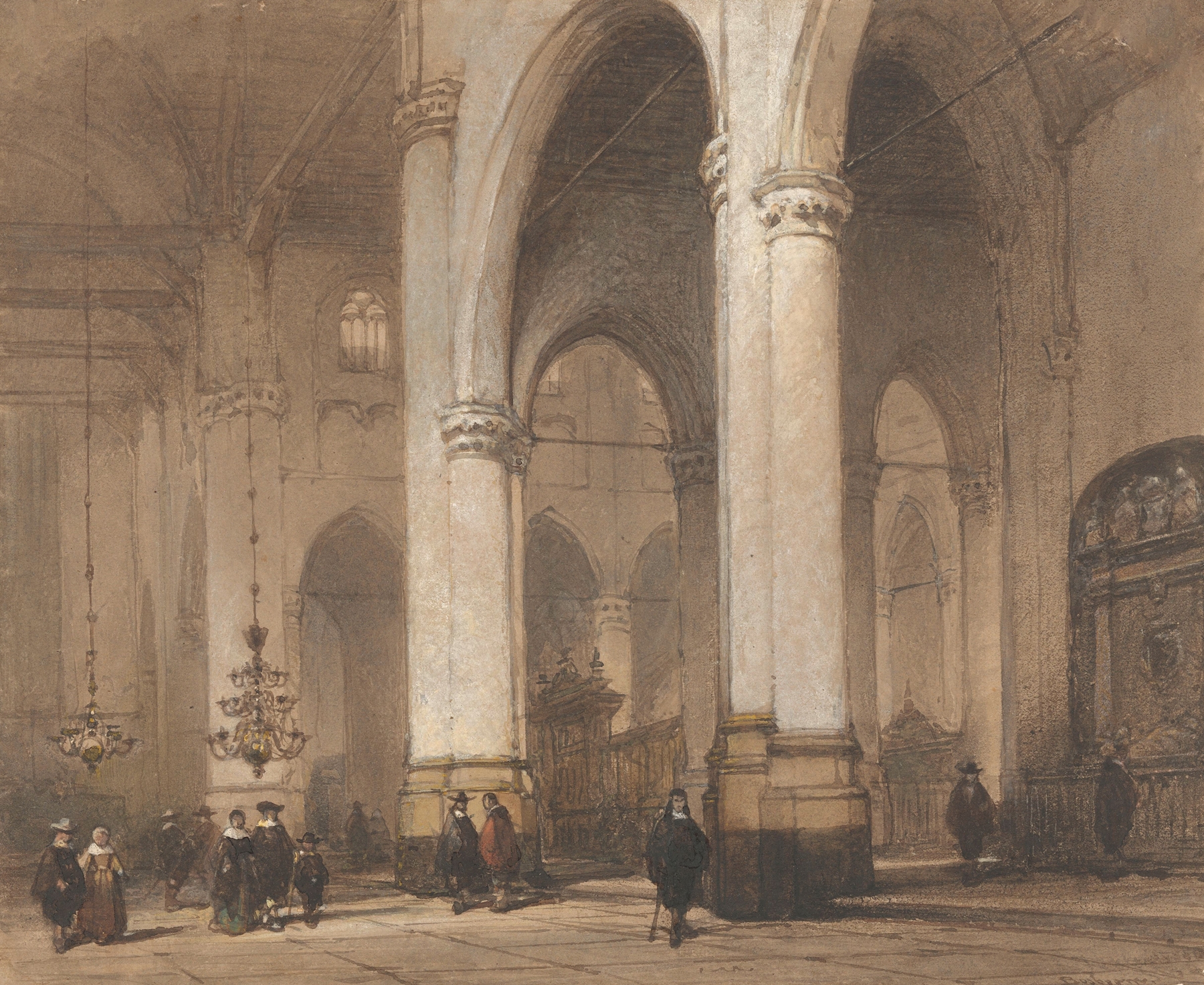 Gezicht in de St.-Laurenskerk te Rotterdam by Johannes Bosboom