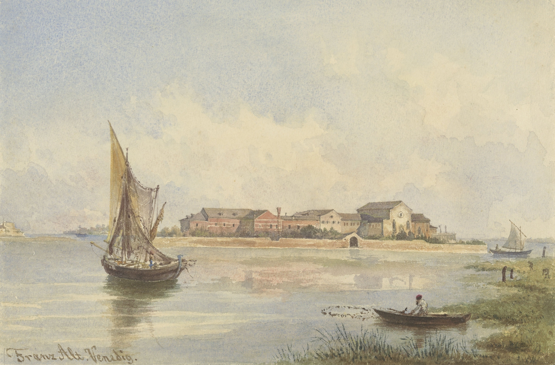 Gezicht op de Lagune te Venetië by Franz Alt