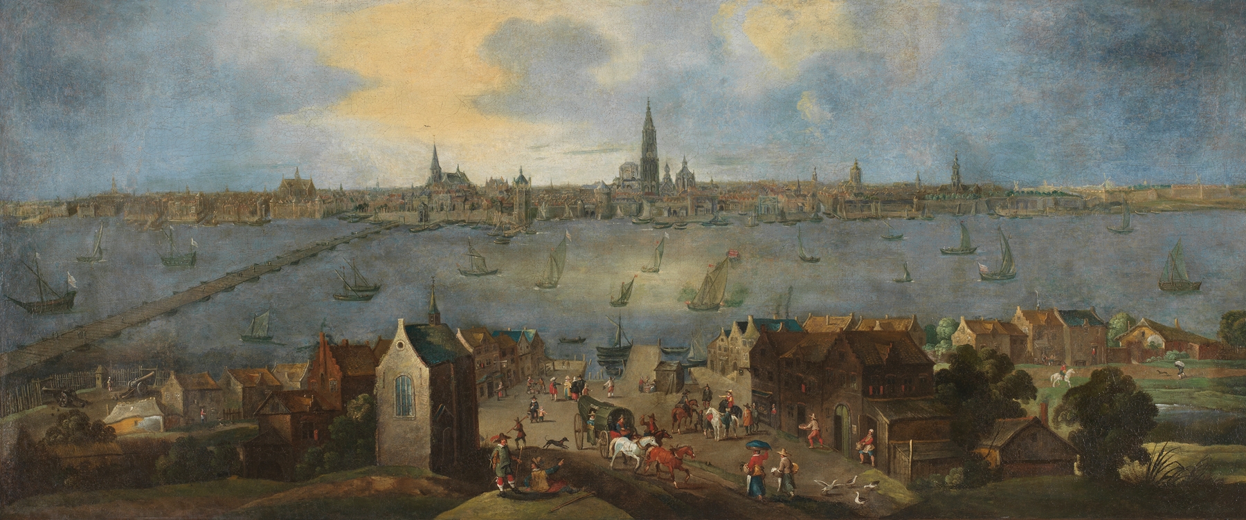 Gezicht op de rede van Antwerpen by Mathys Schoevaerdts