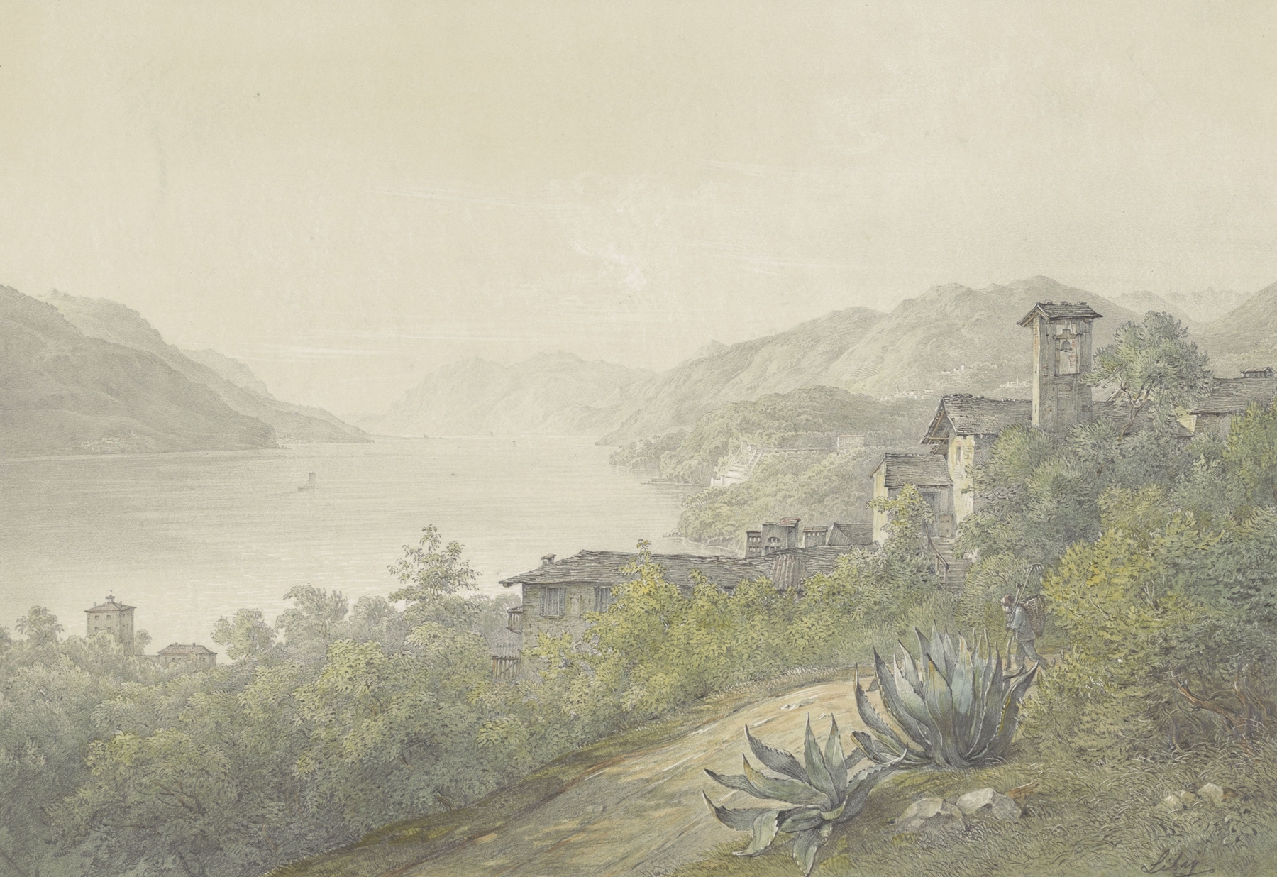 Gezicht vanuit het park van Bellagio, aan het Comomeer by Karoly Lajos Libay