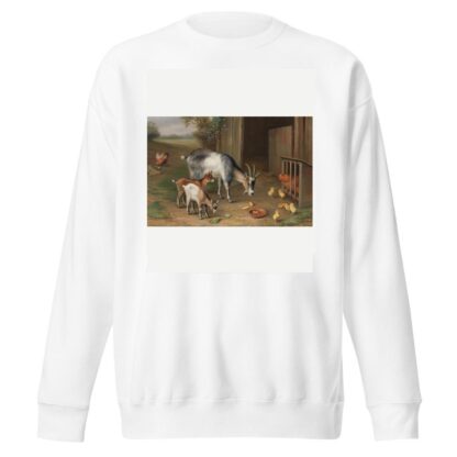 Goats and chickens in a farmyard by Edgar Hunt Sweatshirt