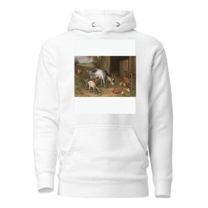 Goats and chickens in a farmyard by Edgar Hunt Hoodie