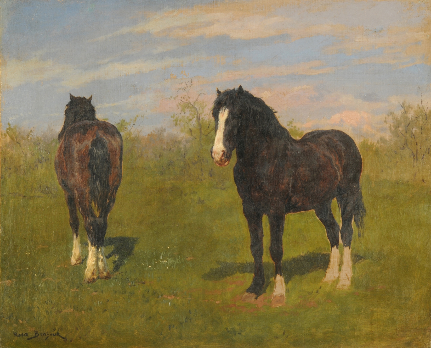 Grazing horses by Rosa Bonheur