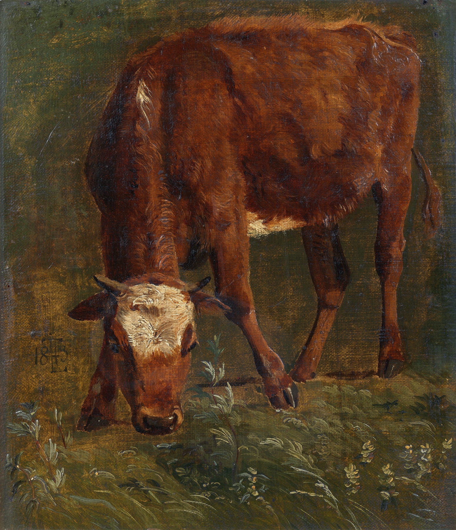 Grazing red heifer. Study by Johan Thomas Lundbye