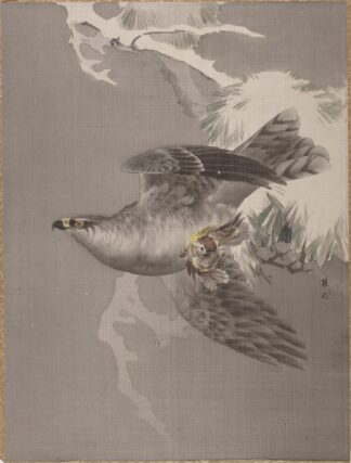 Hawk Holding a Small Bird by Okada Baison