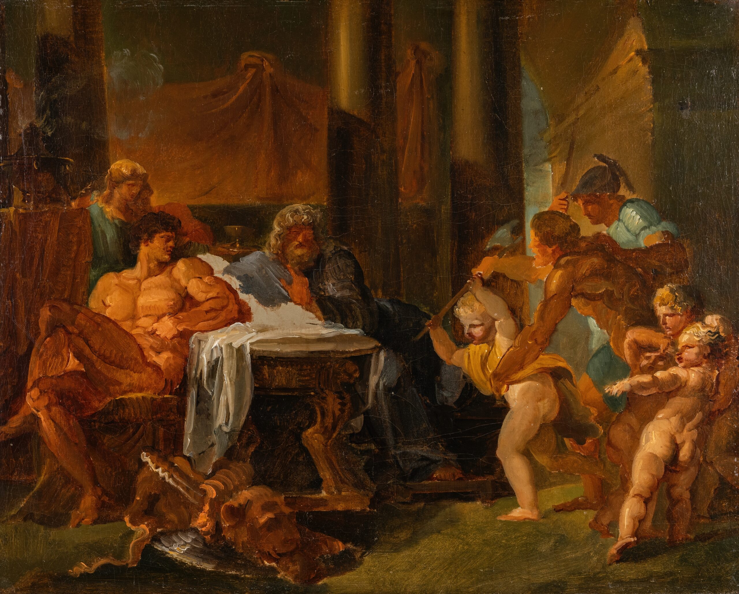 Hercules and Theseus in the Palace of King Pittheus by Louis Masreliez