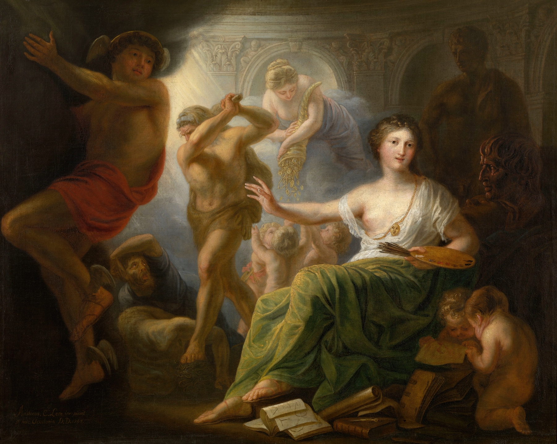 Hercules Protects the Muse of the Arts against Envy and Ignorance by Andries Cornelis Lens