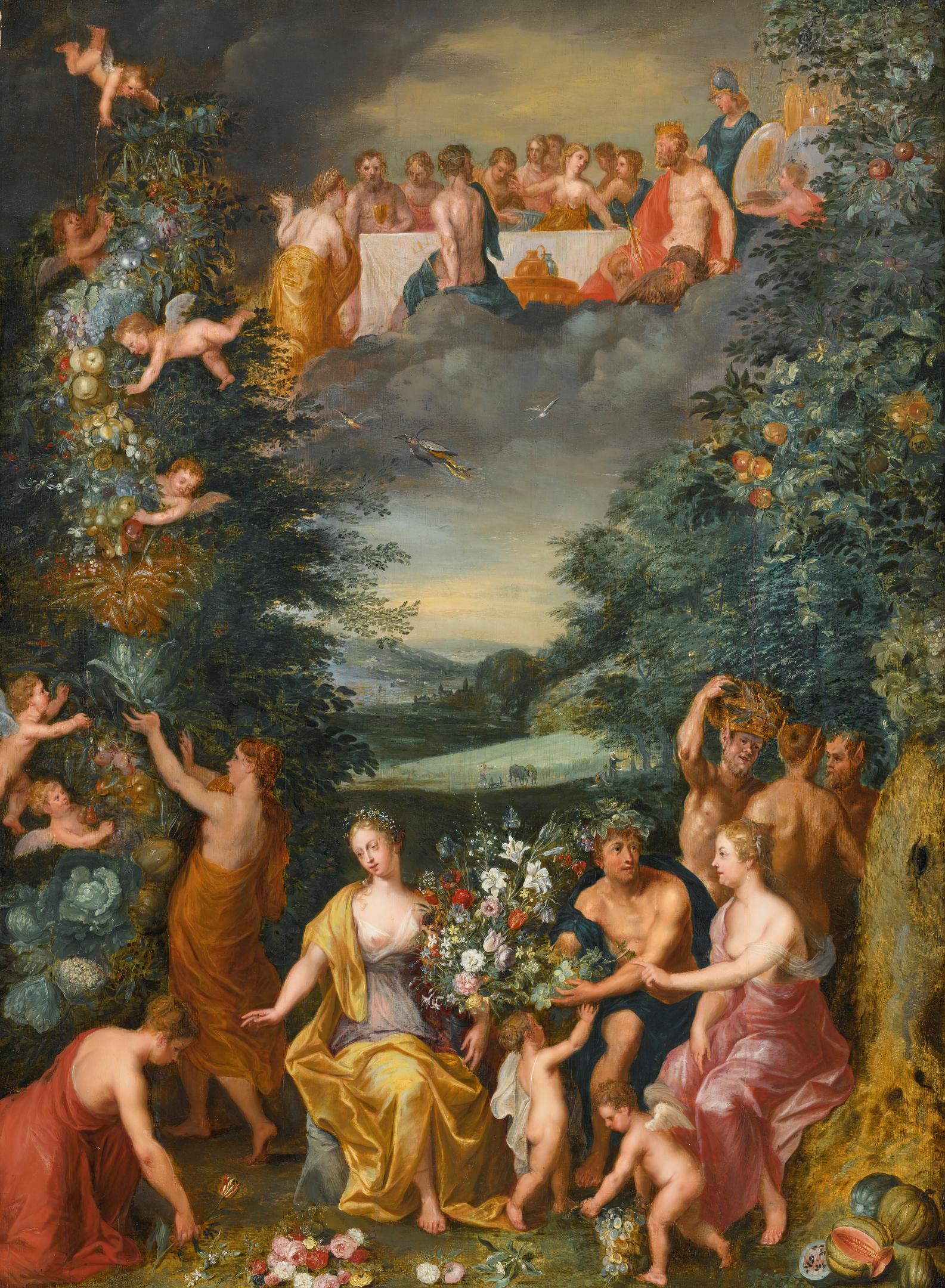 Homage To The Goddess Flora With A Feast Of The Gods by Workshop Of Jan Brueghel The Younger