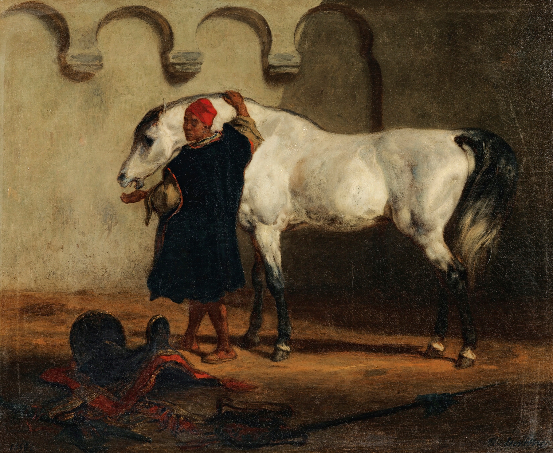 Horse In The Stable by Louis-Théodore Devilly