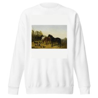 Horses And Chickens by John Frederick Herring Jr. Sweatshirt
