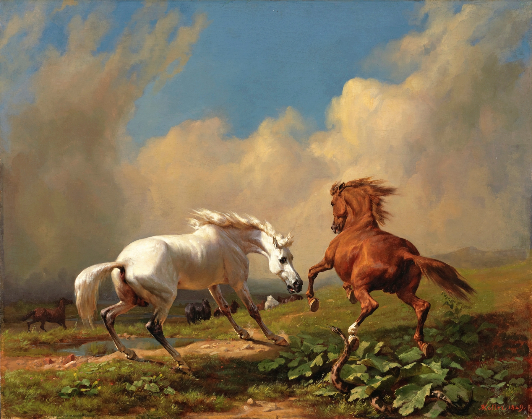 Horses Balking At Approaching Storm by Johann Rudolf Koller