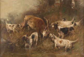 Hunting dogs catching the prey by Henry Schouten