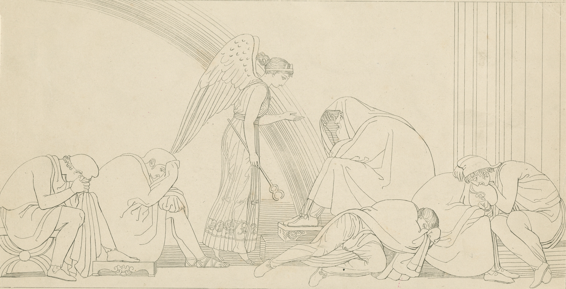 Iris advises Priam to obtain the body of Hector by John Flaxman