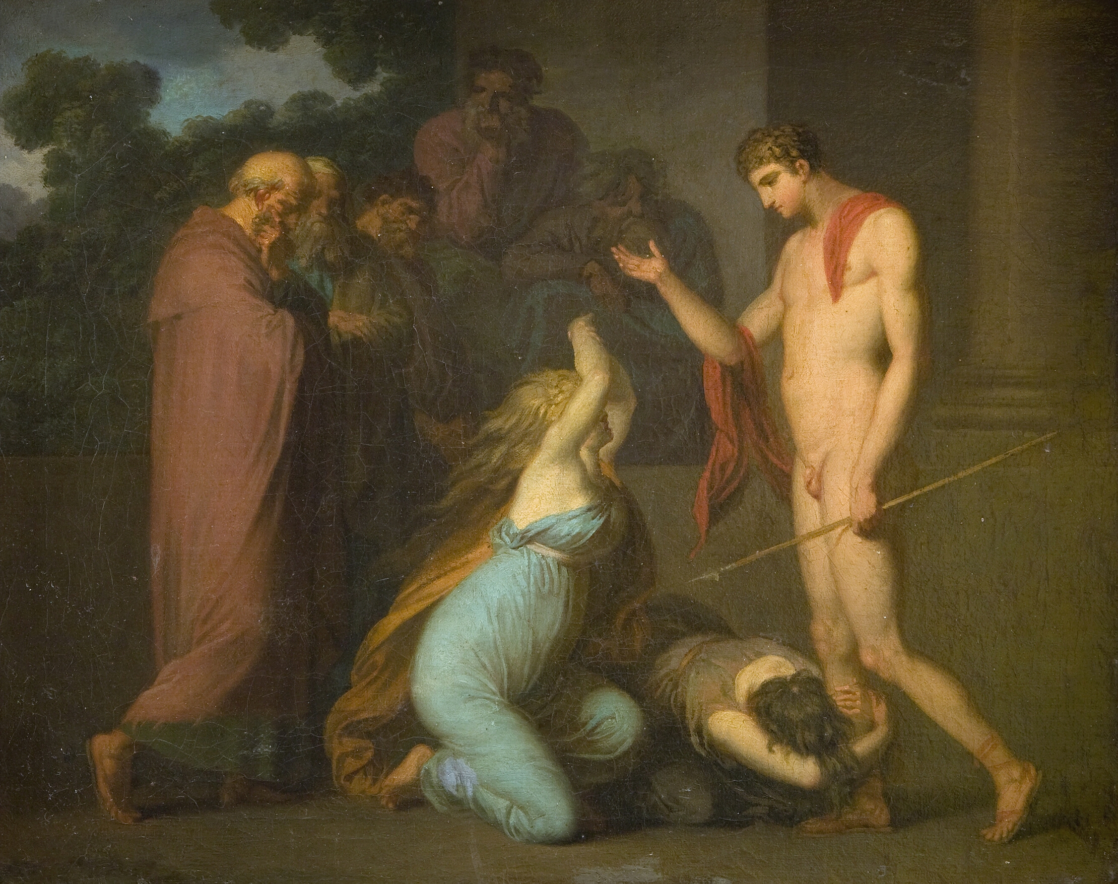 Ismene and Antogone Plead with Theseus by Nicolai Abildgaard